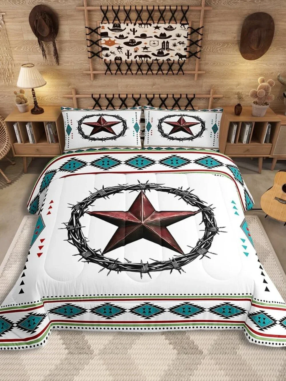 Western Decor King Comforter Set Boho Aztec Bedding Set for Kids Teens Adult Bed
